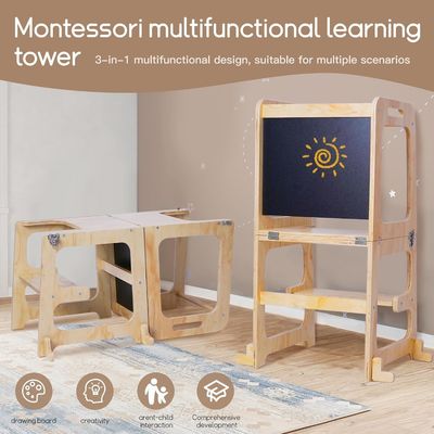 Benutzerdefiniertes Logo Akzeptabel Holz Baby Höhenverstellbarer Helfer Turm für Küchenlernen