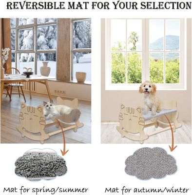 Katzenhängematte mit zwei abnehmbaren Abdeckungen und erhöhten Holzrahmen