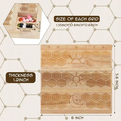 Kompakter Holz wöchentlicher Pillenorganisator Halter täglicher Dispenser Pillen Sorter Pillenbehälter