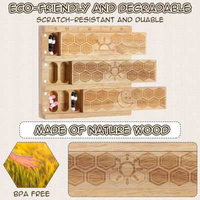 Kompakter Holz wöchentlicher Pillenorganisator Halter täglicher Dispenser Pillen Sorter Pillenbehälter