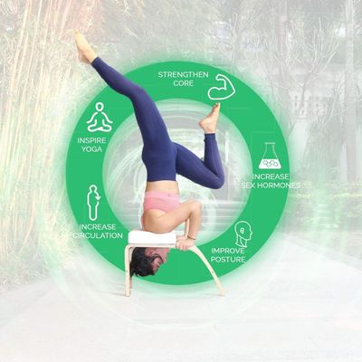 Balance Training Yoga Inversion Bänk Rustikal Stil mit Holzmaterial und Kopfstütze