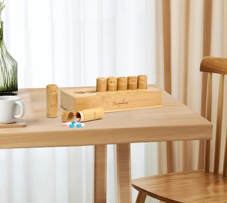 Umweltfreundliches Design Pillenkoffer für Vitamine Pillen und Nahrungsergänzungsmittel in Bambuskarton