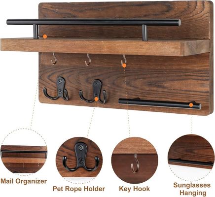 Wände Holz Schlüsselhalter Lagerregal mit 4 Doppelhaken Rustikale Bauernhaus Eingang Dekor