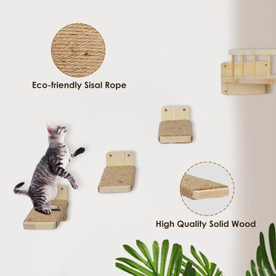 Farbe an der Wand Katzenregale und Stützpfeiler Nachhaltiges Holzdesign an der Wand