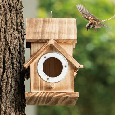 Logo angepasst Logo akzeptabel Holz Natur Vogelhaus für Garten Hinterhof Hof