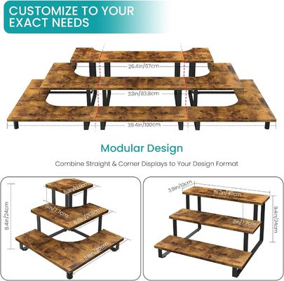 All-Season Holz 3-Step-Display-Riser-Stand Bambus-Gerade-Display-Rek für den Einzelhandel