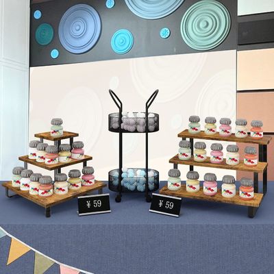 All-Season Holz 3-Step-Display-Riser-Stand Bambus-Gerade-Display-Rek für den Einzelhandel