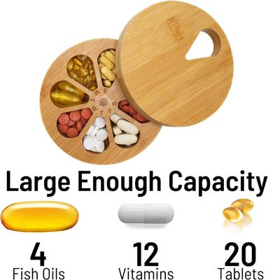 202405 Holz tägliche wöchentliche Reise Pille Organisator und Pille Halter Vitamin Medizin Case Box
