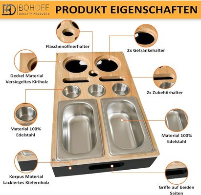 2 Snack Bowls 3 Dip Bowls 2 Coasters Flaschenöffner Organisator Flaschenhalter Sofa Butler Serviertisch Sofa-Tray