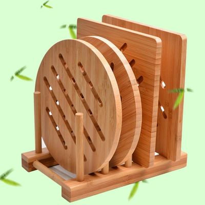 Klassischer Design-Stil Bambus Heizkissen Trivet Naturbamboo Trivet Mat Set für heiße Gerichte