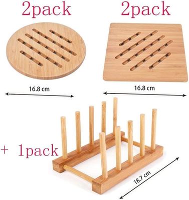 Klassischer Design-Stil Bambus Heizkissen Trivet Naturbamboo Trivet Mat Set für heiße Gerichte