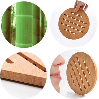 Klassischer Design-Stil Bambus Heizkissen Trivet Naturbamboo Trivet Mat Set für heiße Gerichte