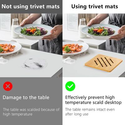 Klassischer Design-Stil Bambus Heizkissen Trivet Naturbamboo Trivet Mat Set für heiße Gerichte