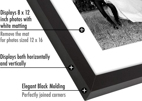 Holz eigene Logo Größe 12X16 8X12 Bildrahmen mit Matte und Schlagfestglas