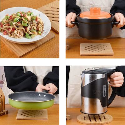 Klassischer Design-Stil Bambus Heizkissen Trivet Naturbamboo Trivet Mat Set für heiße Gerichte