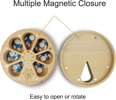 Anpassbarer 7-Tage-Pillenhalter Holz wöchentlicher Pillen-Organisator für Medizin und Vitamine