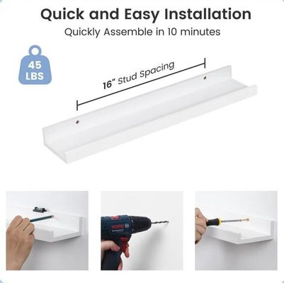 Wohnzimmermöbel 2 Stück Massivholz Schwebende Regale für minimalistische Wandbildschirme