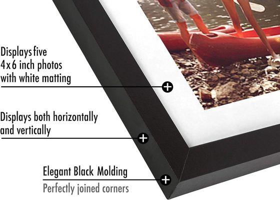 8X24 4X6 schwarz gefertigter Holzfotoraum mit zerbrechungsbeständigem Glas