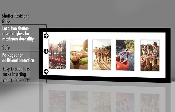 8X24 4X6 schwarz gefertigter Holzfotoraum mit zerbrechungsbeständigem Glas