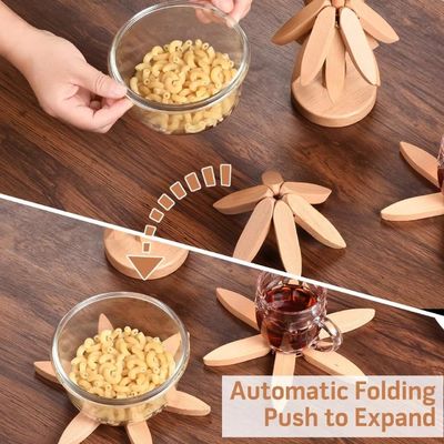 Siebenschirm Druck Buchenholz Unterwäsche und Halter für heiße Gerichte Baumform Trivet Set