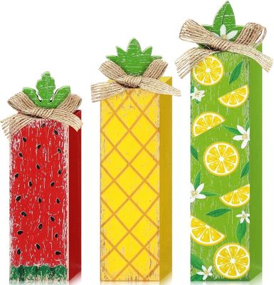 Sommerholz Tischblock Zeichen Zitrone Stufenfach Tray Dekor Holzdekor Haus Lasergravierung