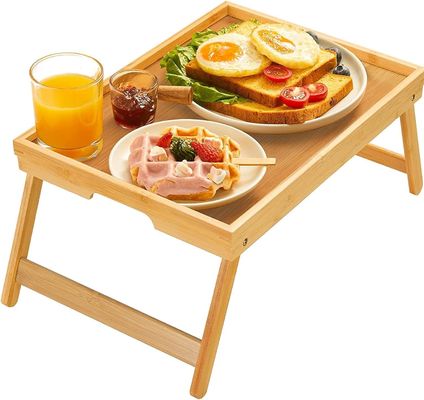 Frühstückservice Bambus-Bettbecher Tisch Modernes Design 16,92 x 12,6 Zoll mit Klappbeinen