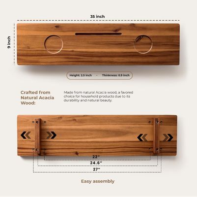 Nachhaltiges Bad Caddy Tray Anti-Tipping Großes Bad Tray für Holzzubehör