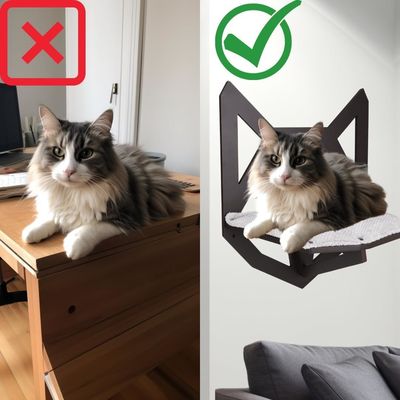 Funktion Speichern Sie Platz Wand montiert Katzenregal mit Regalen Stützpfeiler und hängendes Bett