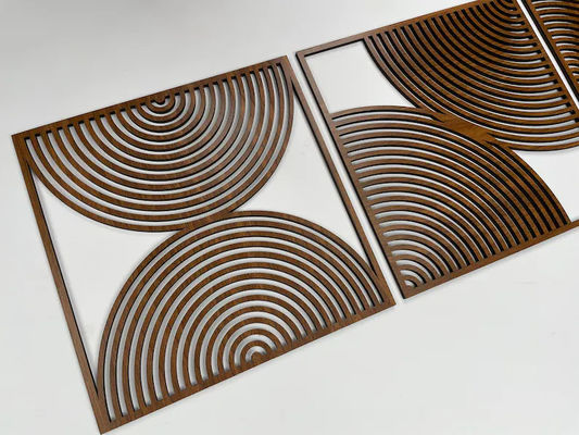 Set aus 3 Boho-Hausgeschenken Großes Holz Wandkunstwerk mit Midcentury Modern Style und Custom Logo