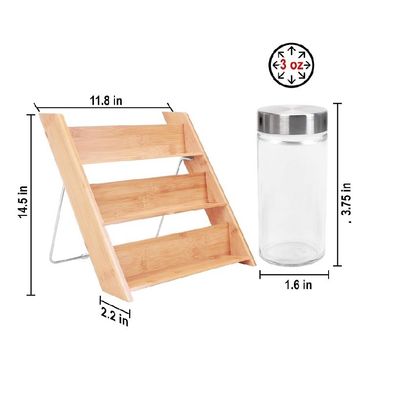 Einfache Holzkiste Küchenkanister Sauce Kochen Olivenöl Essig Flasche 18 Glas Bambus Kompakt Gewürz-Organisator