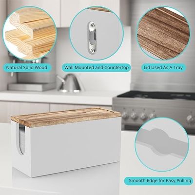 Moderner Design-Stil Weißer Holz-Badezimmerpapier-Handtuchspender mit Deckel