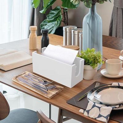 Moderner Design-Stil Weißer Holz-Badezimmerpapier-Handtuchspender mit Deckel