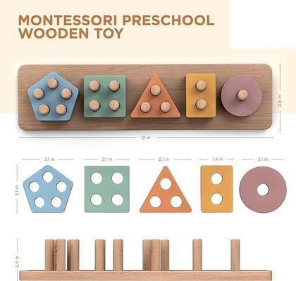 Holz-Form- und Farbstapler-Sortierung und Stapelung von Spielzeug für Kleinkinder