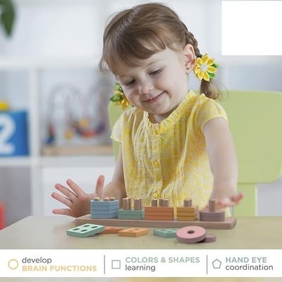 Holz-Form- und Farbstapler-Sortierung und Stapelung von Spielzeug für Kleinkinder