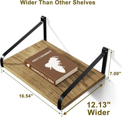 Modernes Set aus 2 Vergasungen Schwarz Große Lagerung L16.5 X W12 Zoll Rustikales Holz Wand Schwimmbett