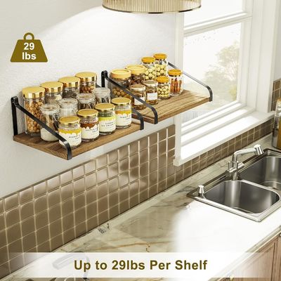 Modernes Set aus 2 Vergasungen Schwarz Große Lagerung L16.5 X W12 Zoll Rustikales Holz Wand Schwimmbett