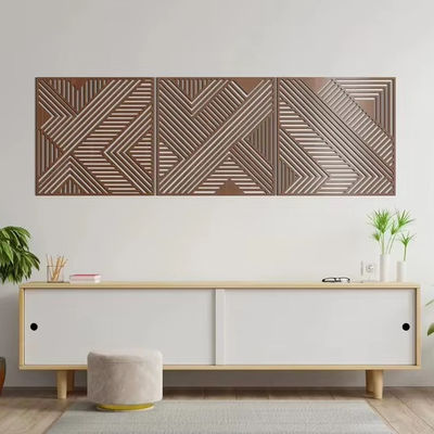 Dekorative Holzgeometrische Linien Panel Set von 3 Wandkunst für Wohnzimmer und Kinderzimmer