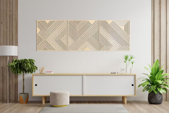 Dekorative Holzgeometrische Linien Panel Set von 3 Wandkunst für Wohnzimmer und Kinderzimmer