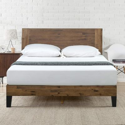 Hochmenge Kiefernholz-Plattform-Bettrahmen mit Kopfteil und Holzplattenstütze