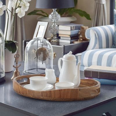 Maßgeschneiderte Größe 17 "x13" Holz rundes Dekorationsfach für Wohnzimmer Druck Lasergravierung