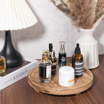 Siebenschirmdruck Holz rundes Dekorationsfach 10" Holzorganisator für Badezimmerzähler