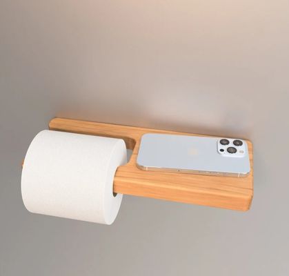 Nachhaltiges Holz Wandmontage Toilettenpapierhalter mit Regal zusätzliche Oberfläche Holzregal