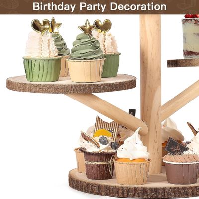 Individuelle Designs 4 Stufe Bambus Cupcake Stand für die Party Früchte Snacks Servieren Tablett
