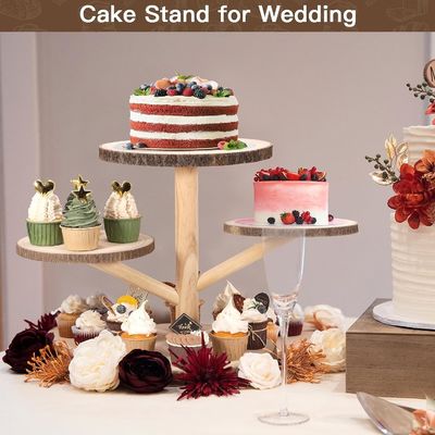 Individuelle Designs 4 Stufe Bambus Cupcake Stand für die Party Früchte Snacks Servieren Tablett