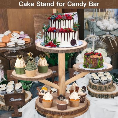 Individuelle Designs 4 Stufe Bambus Cupcake Stand für die Party Früchte Snacks Servieren Tablett