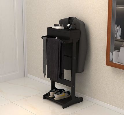 Custom Logo Holz Kleidung Rack mit Regalen und Valet Stand