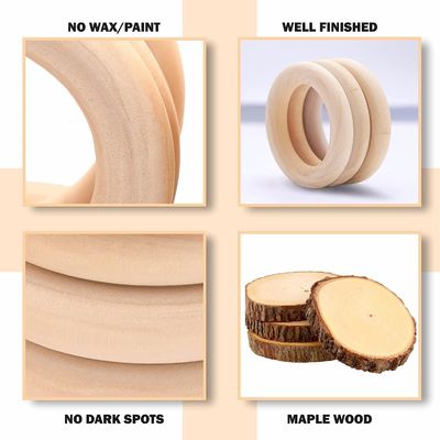 Innen- und Außenraum 50 mm Glatte Holzringe Unfertige Holzkreise