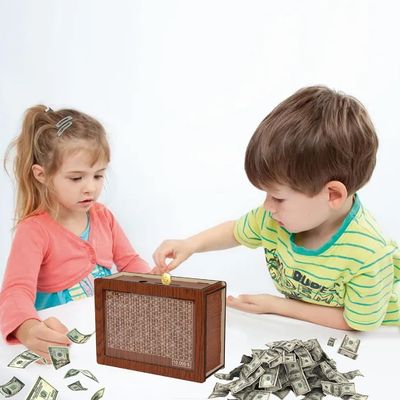 Umweltschutz-Kassensparkasse TIMBER Holzsparkasse mit Geldziel und Zahlen