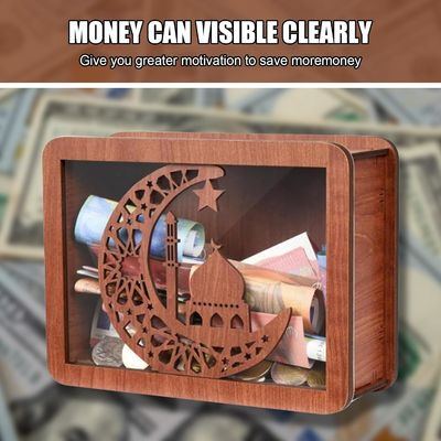 Umweltschutz-Kassensparkasse TIMBER Holzsparkasse mit Geldziel und Zahlen