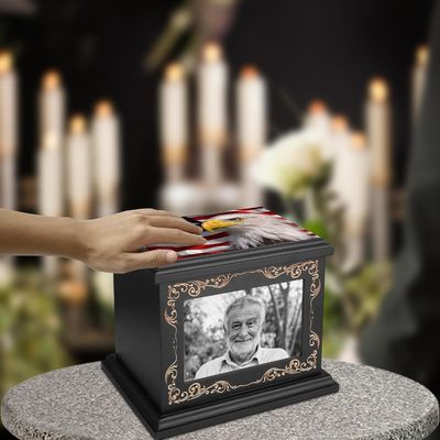 Einzigartiger Fotorahmen Einäscherung Urnen für menschliche Asche Druck Seidenschirmdruck